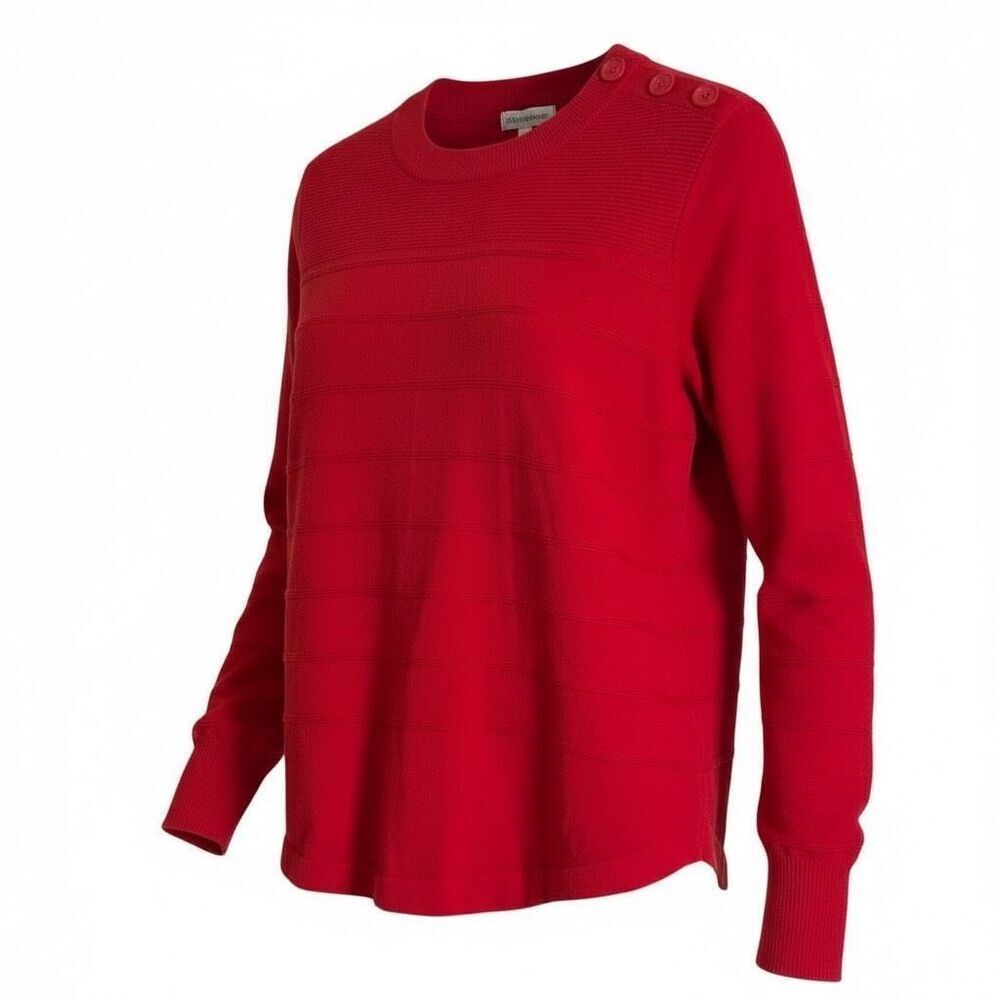 Liz Claiborne Button Shoulder Knit Long‎ Sleeve Pullover Sweater Red Size 2XL